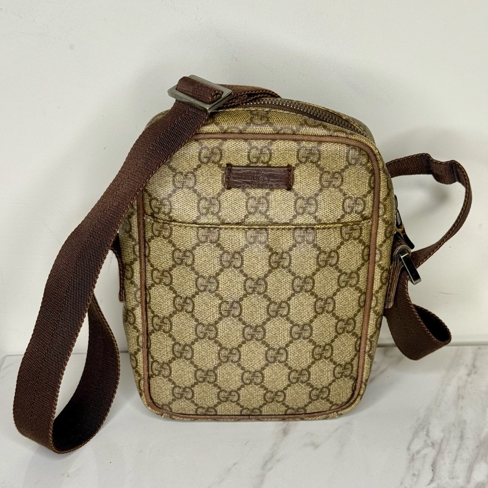 Gucci GG Supreme Coated Canvas & Calfskin Leather Vintage Mini Messenger